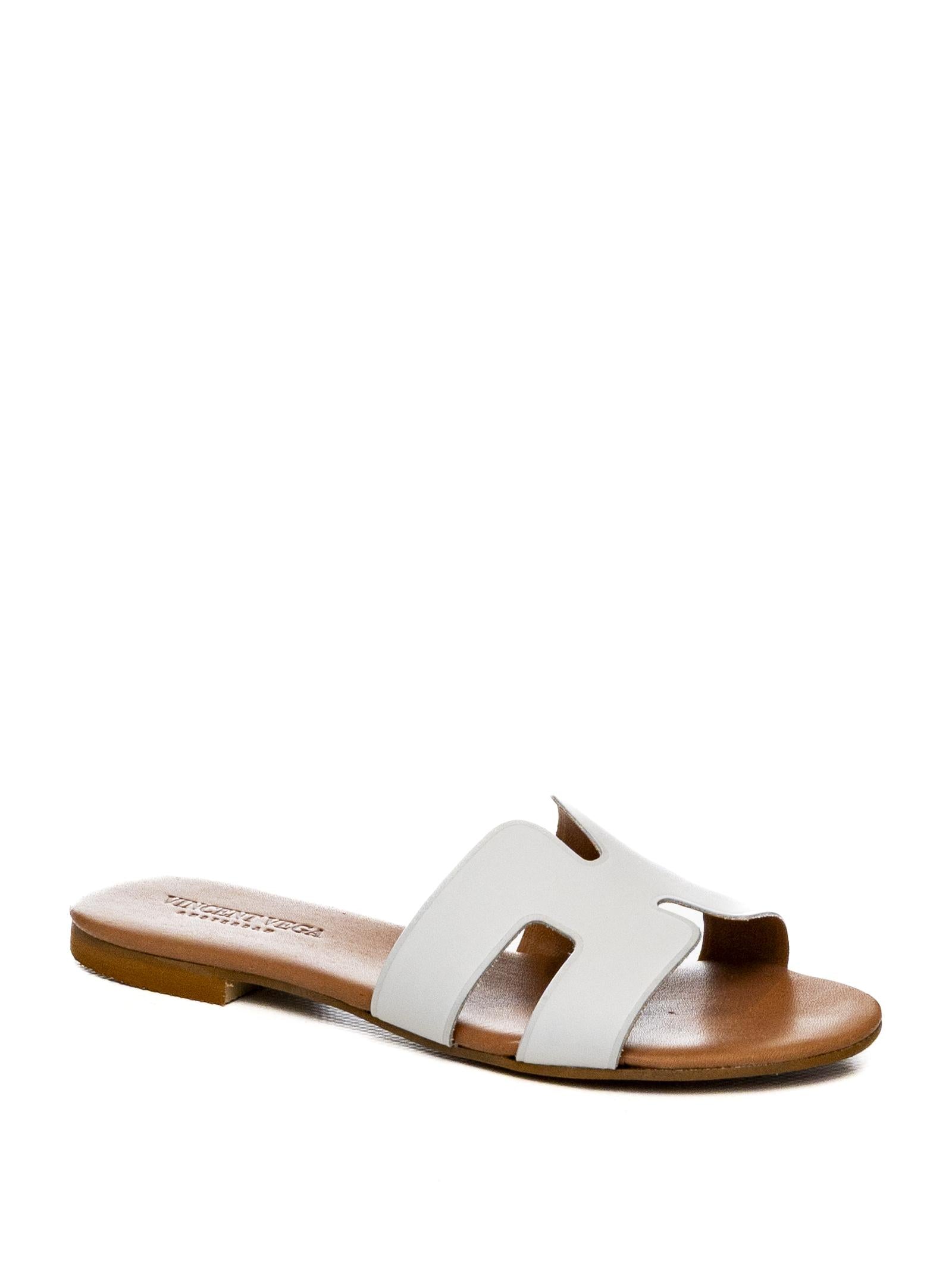 VINCENT VEGA Sandalo pelle bianco P106 HD BIT-BIANCO 