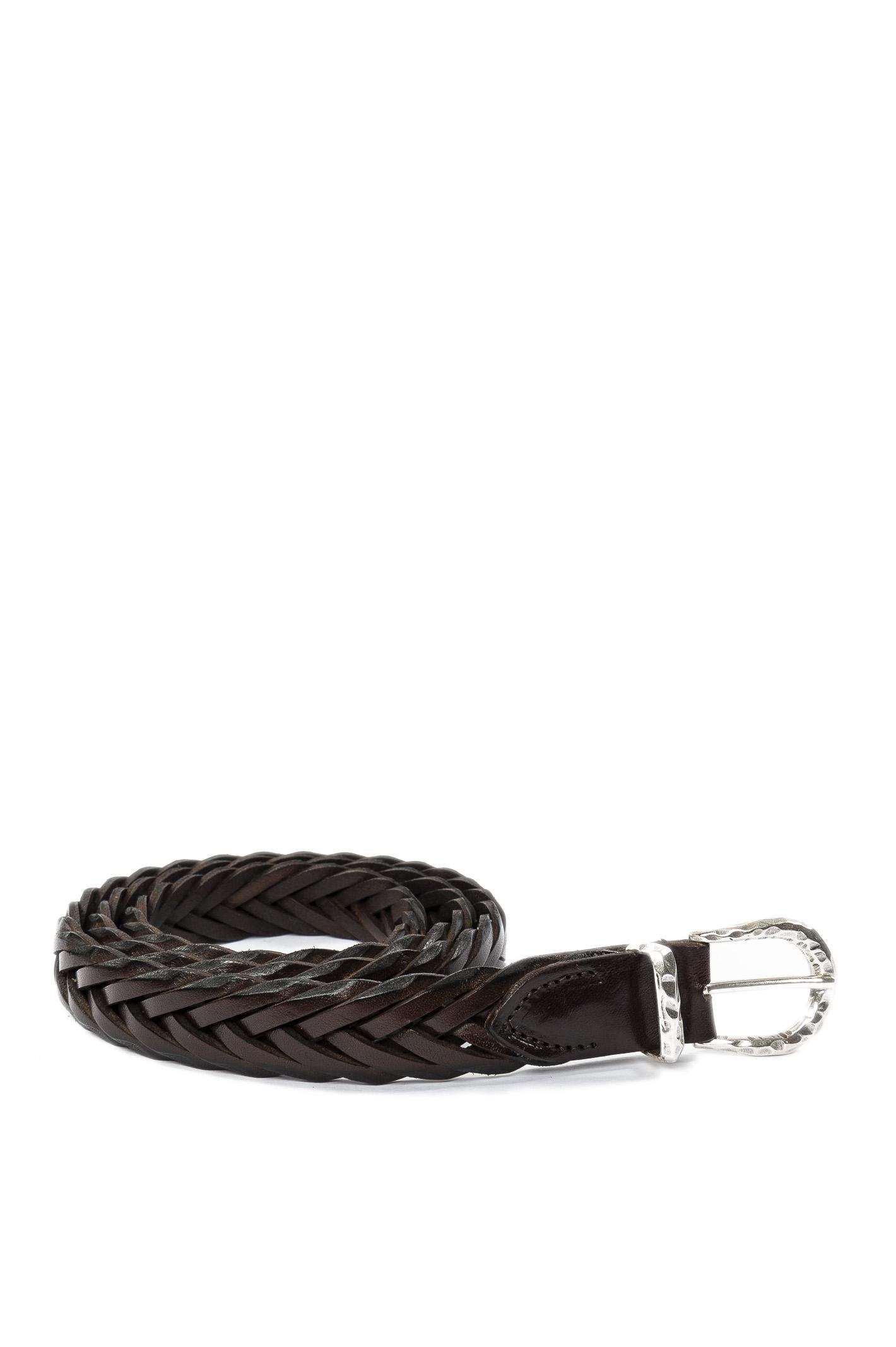 ITALIAN BELTS cintura pelle testa di moro TRECCIA PELLE-MORO 